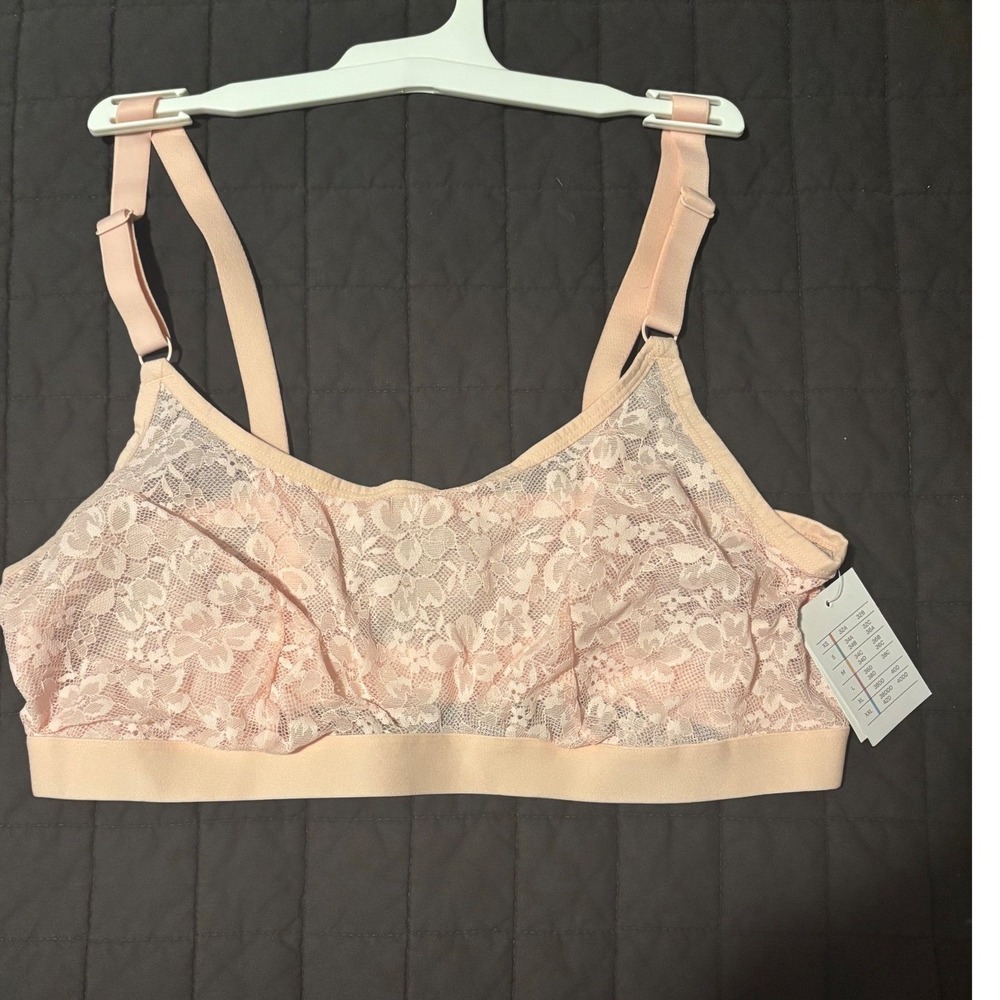 Auden Women's Lace Bralette Pink XL Light Support Wireless Comfort - Picture 2 of 5